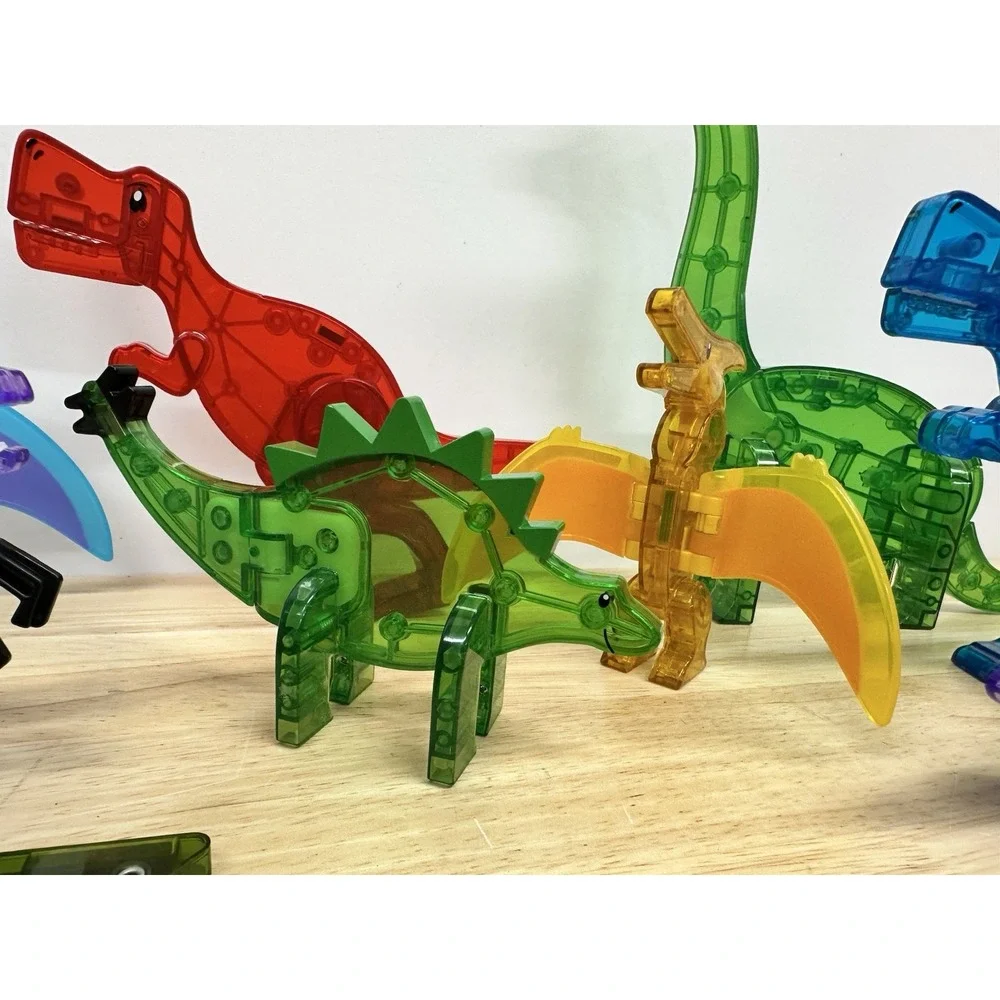 MAGNA TILES Dino World 40+ Pieces Total Magnetic Tile Lot, 9 Dinosaurs